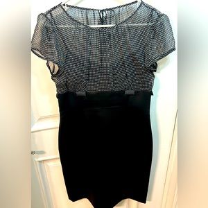 Tahari Arthur Levine LBD - polka dot top with black satiny bottom size 8P